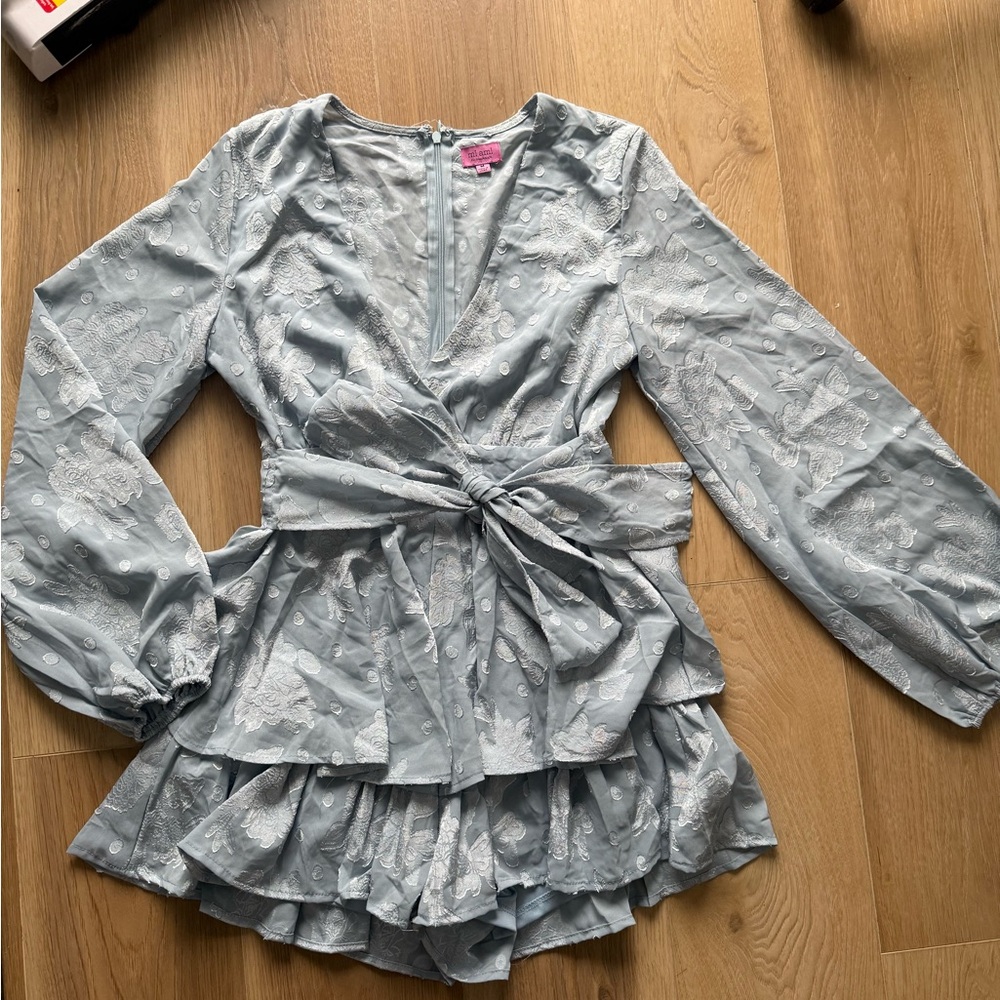 Francesca’s Light Blue Long Sleeve Romper